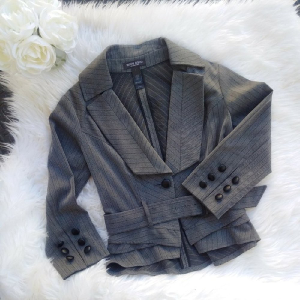 BISOU BISOU Michele Bohbot Grey Stripe Jacket